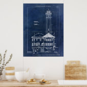 Alcatraz Island Lighthouse Blueprint  Poster (Keuken)