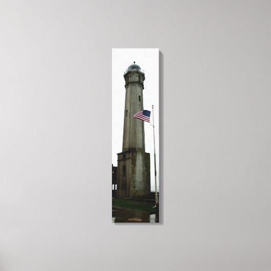 Alcatraz Island Lighthouse & Flag Vertical Canvas (Voorkant)