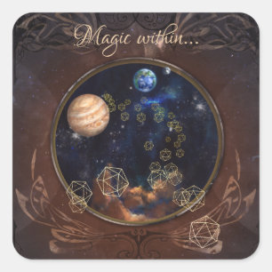 Alchemist Kosmisch antiek Middeleeuws boek Vierkante Sticker