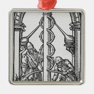 Alchemist op het werk metalen ornament