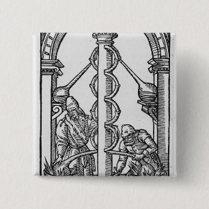 Alchemist op het werk vierkante button 5,1 cm