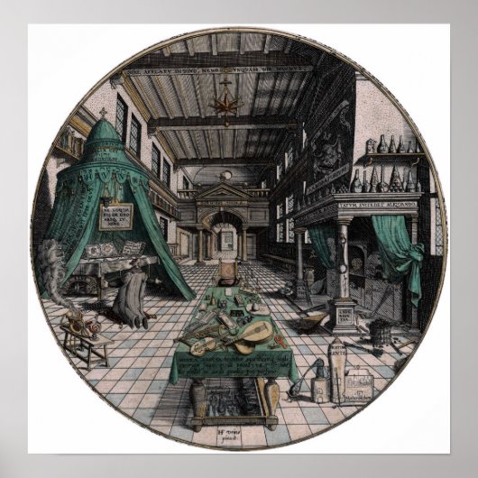 Alchemist's Laboratory - Heinrich Khunrath - 1595 Poster (Voorkant)