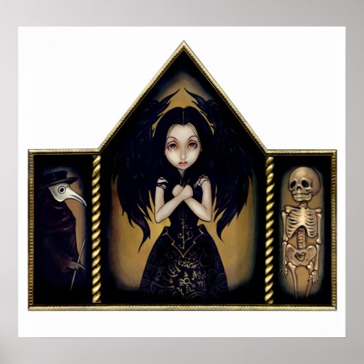 Alchemy Angel Art Print gothic skeleton Triptych (Voorkant)