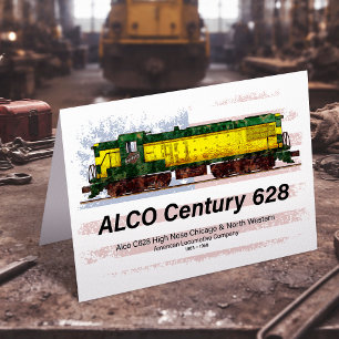 Alco C-628 Diesellocomotief en Amerikaanse vlag Bedankkaart
