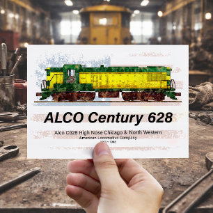 Alco C-628 Diesellocomotief en Amerikaanse vlag Briefkaart