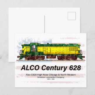 Alco C-628 Diesellocomotief en Amerikaanse vlag Briefkaart