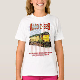 Alco C-628 Diesellocomotief en Amerikaanse vlag T-shirt