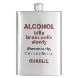 Alcohol doodt Brain Cells maatkolf Heupfles
