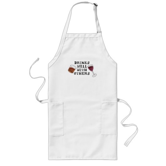Alcohol Drink goed met anderen Funny Apron Lang Schort (Voorkant)