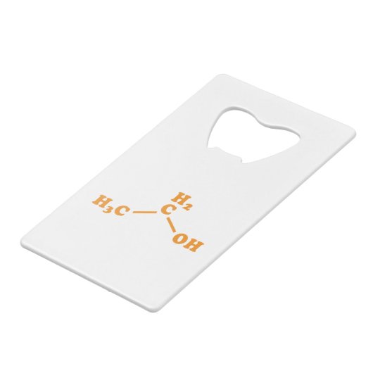 Alcohol Ethanol Moleculaire chemische formule Kredietkaart Flessenopener (Voorkant Gekanteld)