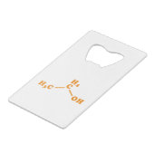 Alcohol Ethanol Moleculaire chemische formule Kredietkaart Flessenopener (Achterkant Gekanteld)