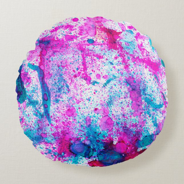 Alcohol Ink Art. Abstract schilderen. Alcohol Ink  Rond Kussen (Voorkant)
