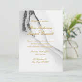 Alcohol Ink Black White Glitter Wedding Invitation Kaart (Staand voorkant)