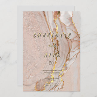 Alcohol Ink Chic Wedding Invitation Kaart