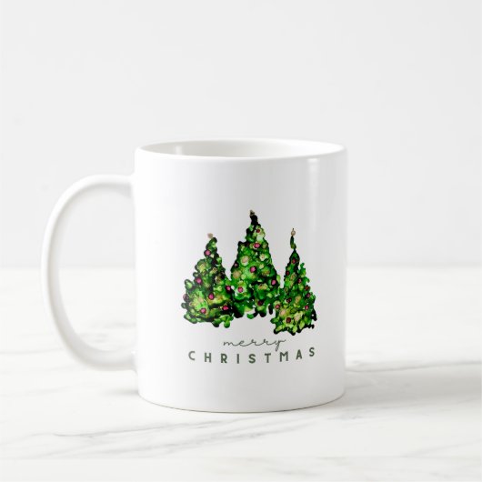 Alcohol Ink Design Christmas Tree Ceramic Mug (Gauche)