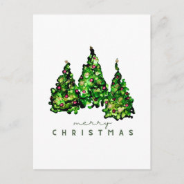 Alcohol Ink Design Christmas Tree Postcard Feestdagenkaart