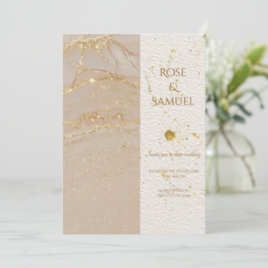 Alcohol Ink Glitter Chic Wedding Invitation (Debout devant)