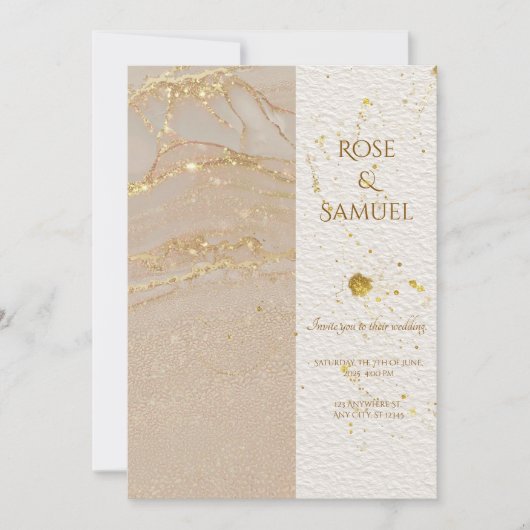 Alcohol Ink Glitter Chic Wedding Invitation Kaart (Voorkant)