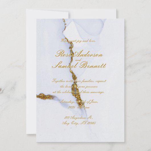 Alcohol Ink Glitter Wedding Invitation (Devant)