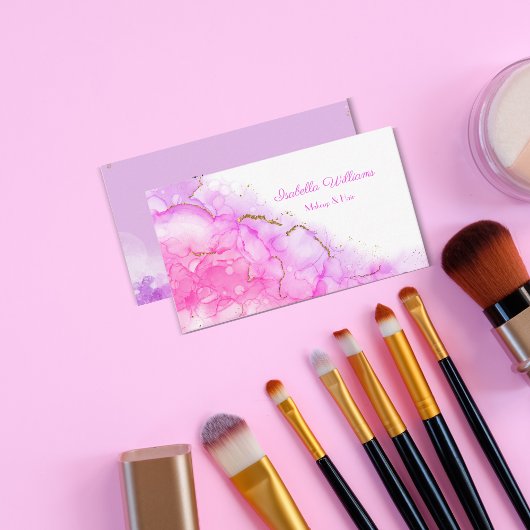 Alcohol Ink Gold Glitter Script Makeup & Hair Visitekaartje