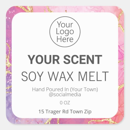 Alcohol Ink Gold Vein Soy Wax Melt Product Labels (Voorkant)