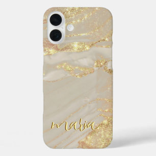 Alcohol Ink Gouden Hoesje met Monogram - Mate iPho
