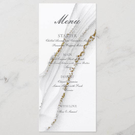 Alcohol Ink Handgemaakte Witte Platte Menu (Voorkant)