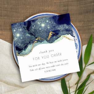 Alcohol Ink Navy Gold Glitter Hartelijk dank voor Vierkante Visitekaartje