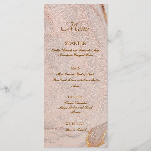 Alcohol Ink Rose Elegant Flat Menu (Devant)