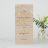Alcohol Ink Roze Glitter Goud Chic Plat Menu (Staand voorkant)