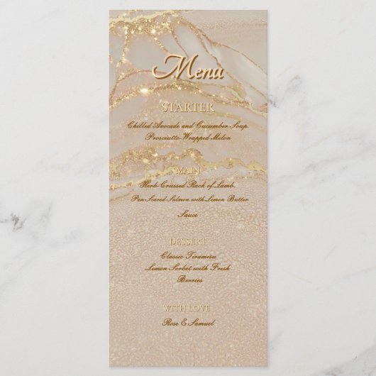 Alcohol Ink Roze Glitter Goud Chic Plat Menu (Voorkant)