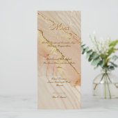 Alcohol Ink Roze Glitter Goud Elegant Plat Menu (Staand voorkant)