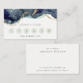 Alcohol Ink Silver Navy Glitter 6 Punch Loyalty Visitekaartje (Voorkant / Achterkant)
