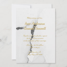 Alcohol Ink Zwart Wit Glitter Huwelijksuitnodiging Kaart