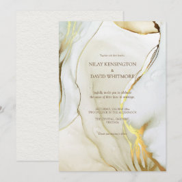 Alcohol Inkt Goud Chic Huwelijksuitnodigingen Kaart