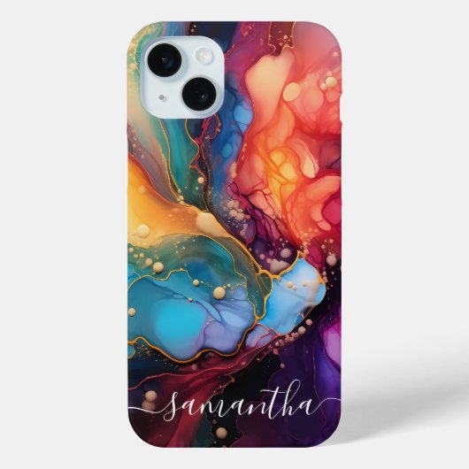 Alcoholinkt Kleurrijke Vloeibare Marmeren Kunst Case-Mate iPhone Case (Achterkant)