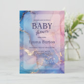 Alcoholinkt Marmeren Baby shower Uitnodiging (Staand voorkant)