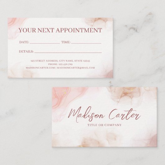 Alcoholinkt met vloeibare Waterverf Afsprakenkaartje (Voorkant / Achterkant)