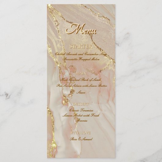 Alcoholinkt Roos Glitter Gold Elegant Flat Menu (Voorkant)