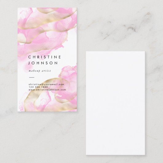 Alcoholinkt Roze spatten Visitekaartje (Voorkant / Achterkant)