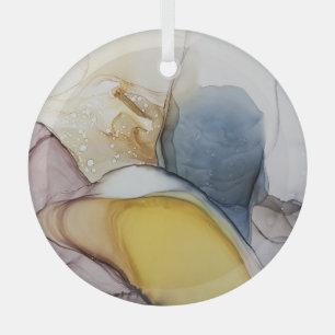 Alcoholinkt wervelt, gele tint, abstract. glas ornament