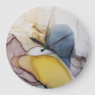 Alcoholinkt wervelt, gele tint, abstract. grote klok