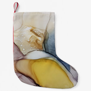 Alcoholinkt wervelt, gele tint, abstract. kleine kerstsok