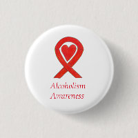 Alcoholisme Bewustmaking Red Heart Ribbon Custom P