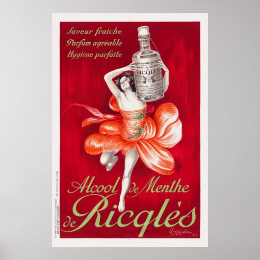 Alcool de menthe de Ricqlès Poster vintage 1924 (Devant)
