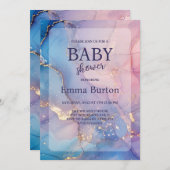 Alcool Ink Marbre bébé Douche Invitation (Devant / Derrière)