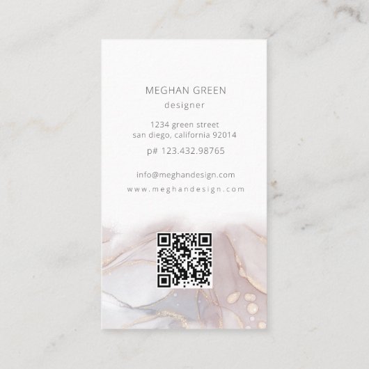 alcool naturel éthéré encre Carte de visite modern (Dos)