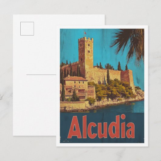 Alcudia Spanje Vintage Travel Illustratie Briefkaart (Voorkant / Achterkant)