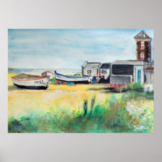Aldeburgh boten op het strand poster