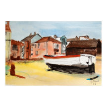 Aldeburgh Print – Watercolor Kustlandschap